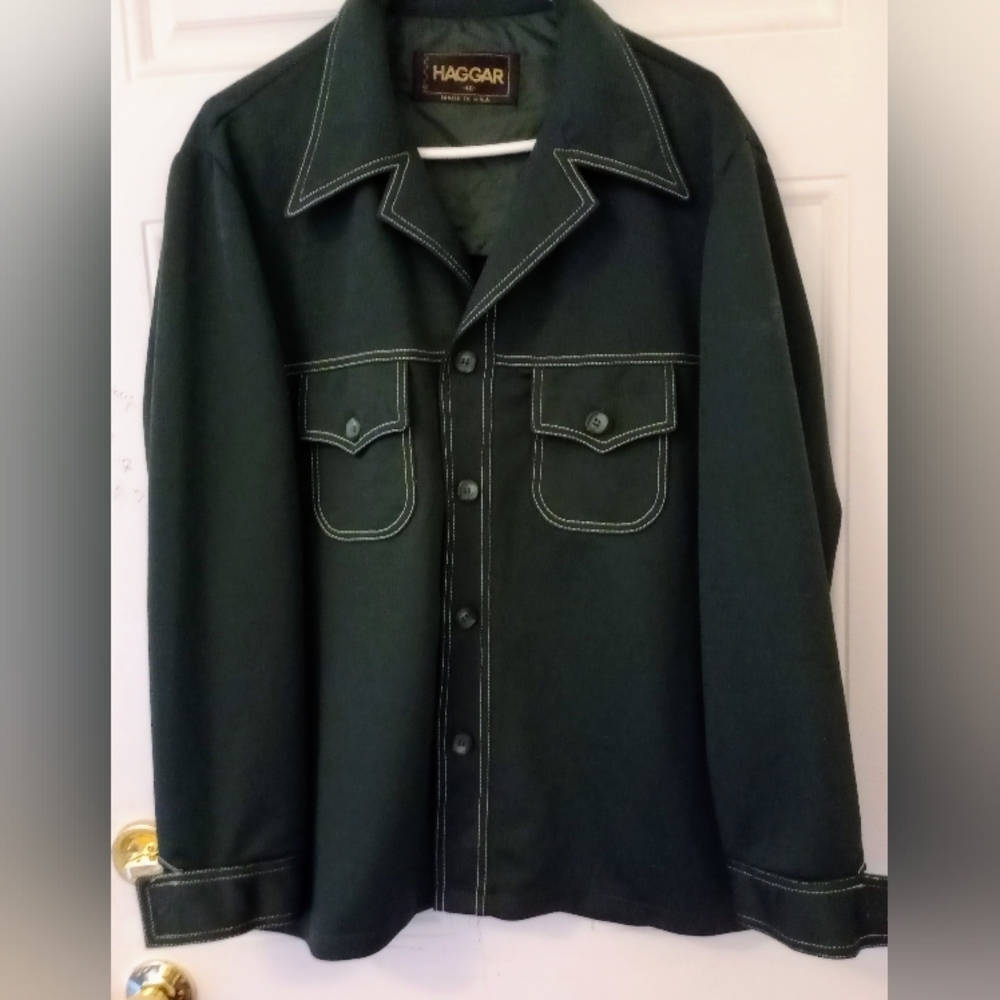 Vintage Men's Haggar Size 46 Olive & Tan Jacket